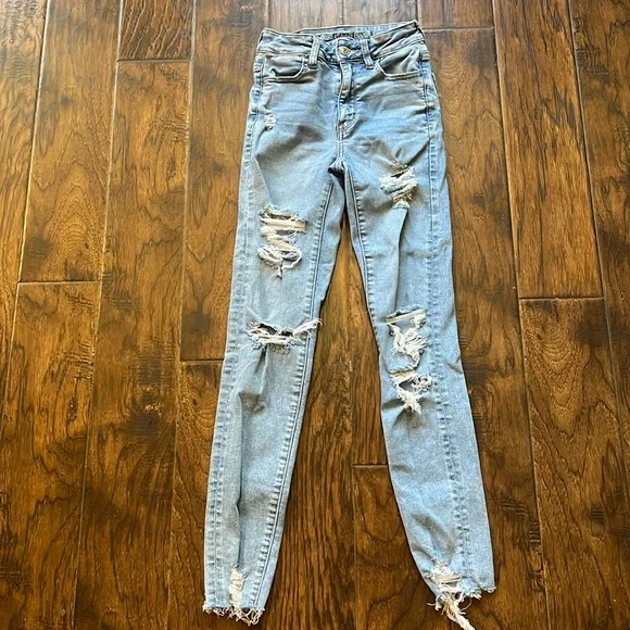 American Eagle super high waist jeggings, size 000 - Picture 2 of 7